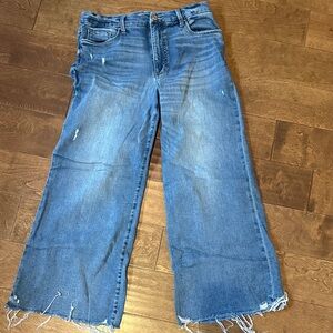 Kut from the Kloth Meg Blue Distressed Wide Leg Jeans